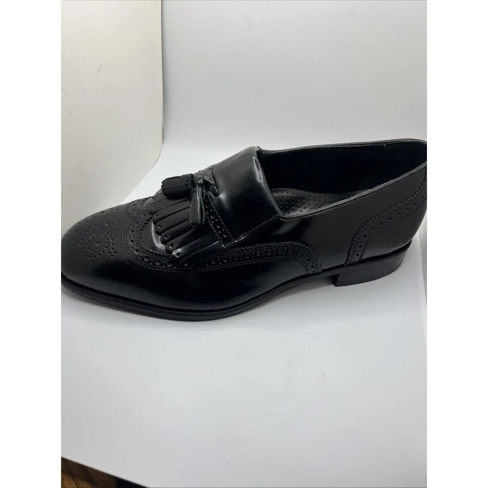 Men's 10 EEE X-Wide Florsheim Lexington black wingtip loafers dress shoes 17073
